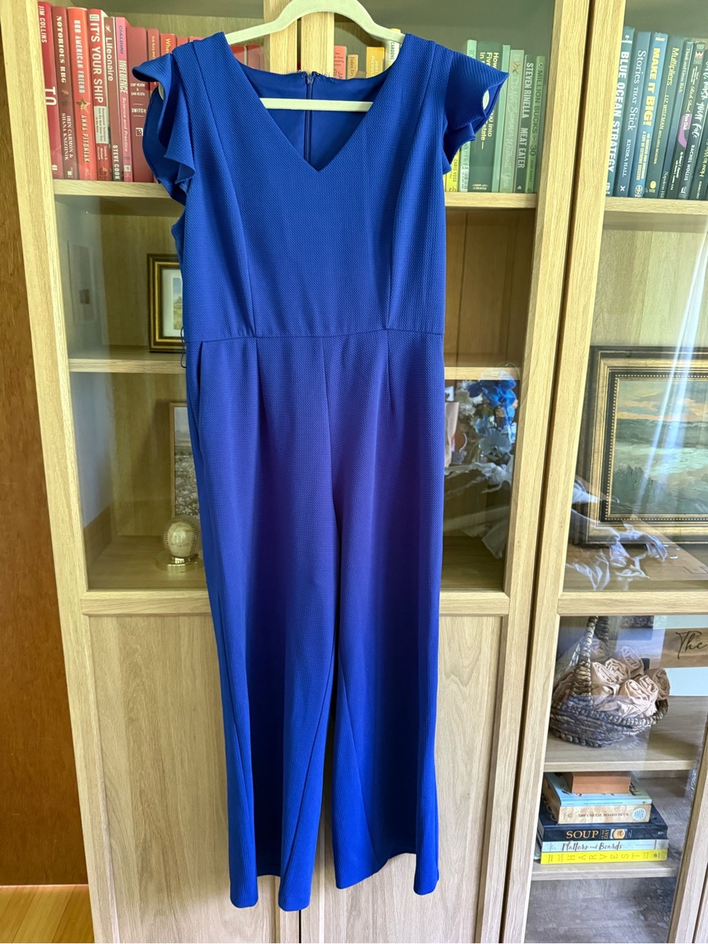 Royal Blue jumpsuit with ruffled sleeves